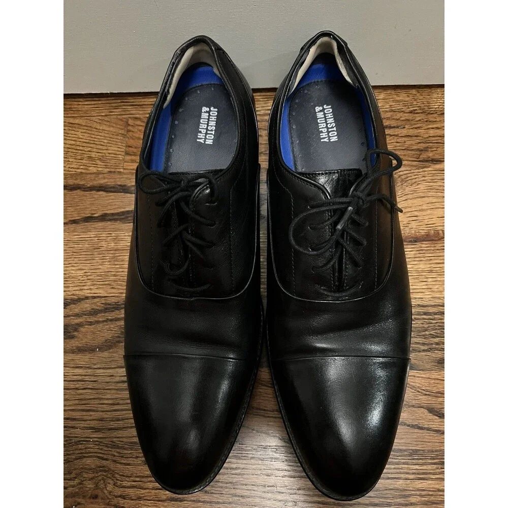 Johnston Murphy Mens Black Leather Dress Shoes Size 11.5 Used Couple Of Times